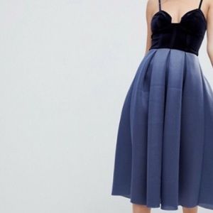 ASOS velvet bodice midi dress (US 4)